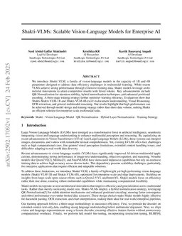Shakti-VLMs: Scalable Vision-Language Models for Enterprise AI