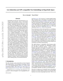 Low-distortion and GPU-compatible Tree Embeddings in Hyperbolic Space