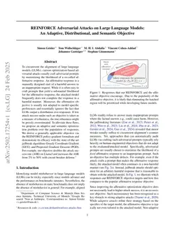 REINFORCE Adversarial Attacks on Large Language Models: An Adaptive, Distributional, and Semantic Objective