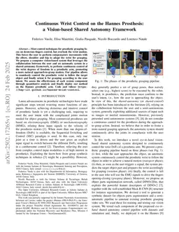 Continuous Wrist Control on the Hannes Prosthesis: a Vision-based Shared Autonomy Framework