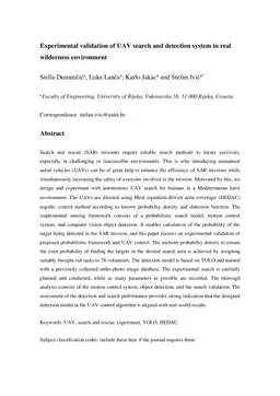 Experimental validation of UAV search and detection system in real wilderness environment