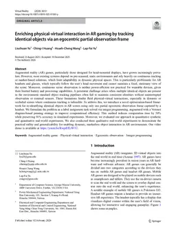 Enriching physical-virtual interaction in AR gaming by tracking identical objects via an egocentric partial observation frame