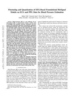 Finetuning and Quantization of EEG-Based Foundational BioSignal Models on ECG and PPG Data for Blood Pressure Estimation