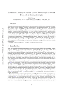Ensemble RL through Classifier Models: Enhancing Risk-Return Trade-offs in Trading Strategies