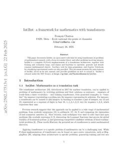 Int2Int: a framework for mathematics with transformers