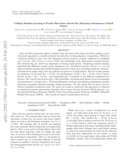 Utilizing Machine Learning to Predict Host Stars and the Key Elemental Abundances of Small Planets