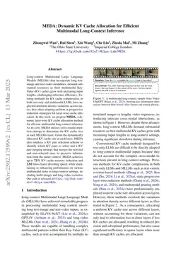 MEDA: Dynamic KV Cache Allocation for Efficient Multimodal Long-Context Inference