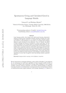 Spontaneous Giving and Calculated Greed in Language Models