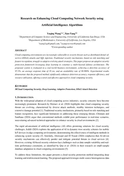 Research on Enhancing Cloud Computing Network Security using Artificial Intelligence Algorithms