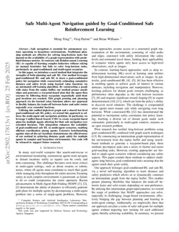 Safe Multi-Agent Navigation guided by Goal-Conditioned Safe Reinforcement Learning