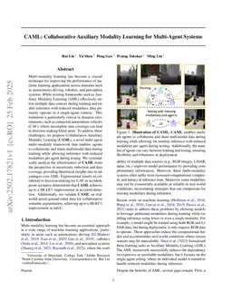 CAML: Collaborative Auxiliary Modality Learning for Multi-Agent Systems