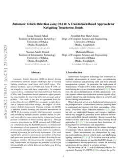 Automatic Vehicle Detection using DETR: A Transformer-Based Approach for Navigating Treacherous Roads