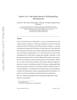 Sketch-1-to-3: One Single Sketch to 3D Detailed Face Reconstruction