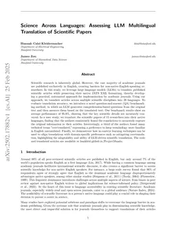 Science Across Languages: Assessing LLM Multilingual Translation of Scientific Papers