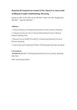 DeepSeek-R1 Outperforms Gemini 2.0 Pro, OpenAI o1, and o3-mini in Bilingual Complex Ophthalmology Reasoning