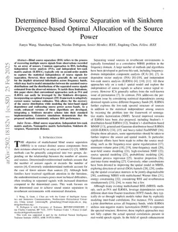 Determined Blind Source Separation with Sinkhorn Divergence-based Optimal Allocation of the Source Power