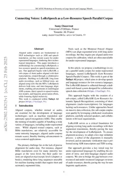 Connecting Voices: LoReSpeech as a Low-Resource Speech Parallel Corpus