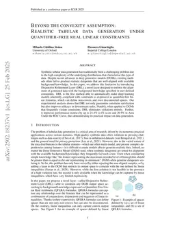 Beyond the convexity assumption: Realistic tabular data generation under quantifier-free real linear constraints