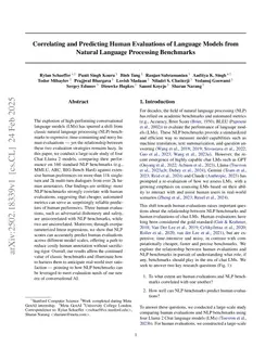 Correlating and Predicting Human Evaluations of Language Models from Natural Language Processing Benchmarks