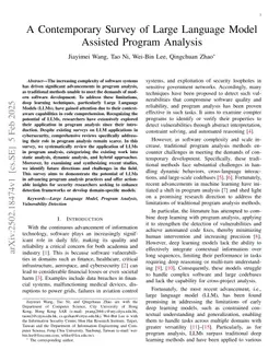 A Contemporary Survey of Large Language Model Assisted Program Analysis