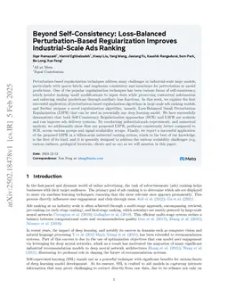 Beyond Self-Consistency: Loss-Balanced Perturbation-Based Regularization Improves Industrial-Scale Ads Ranking
