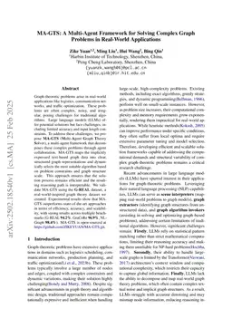 MA-GTS: A Multi-Agent Framework for Solving Complex Graph Problems in Real-World Applications