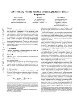 Differentially Private Iterative Screening Rules for Linear Regression