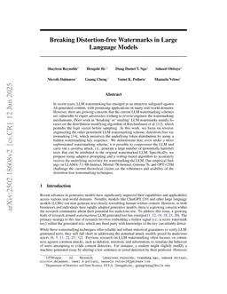 Breaking Distortion-free Watermarks in Large Language Models
