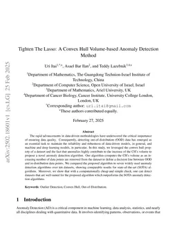 Tighten The Lasso: A Convex Hull Volume-based Anomaly Detection Method