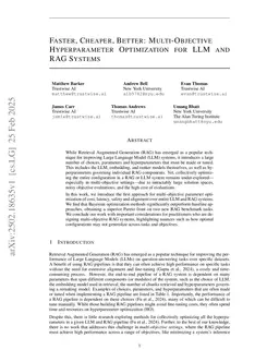 Faster, Cheaper, Better: Multi-Objective Hyperparameter Optimization for LLM and RAG Systems
