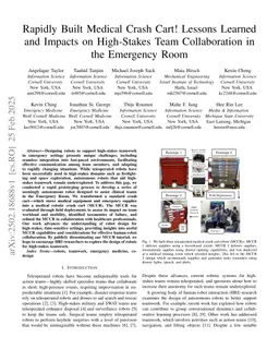 Rapidly Built Medical Crash Cart! Lessons Learned and Impacts on High-Stakes Team Collaboration in the Emergency Room