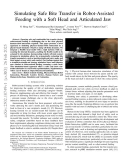 Simulating Safe Bite Transfer in Robot-Assisted Feeding with a Soft Head and Articulated Jaw