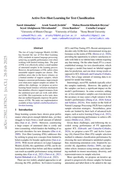 Active Few-Shot Learning for Text Classification