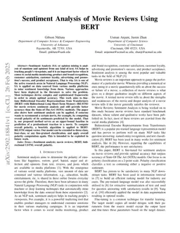 Sentiment Analysis of Movie Reviews Using BERT