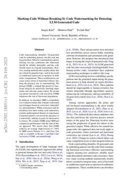 Marking Code Without Breaking It: Code Watermarking for Detecting LLM-Generated Code