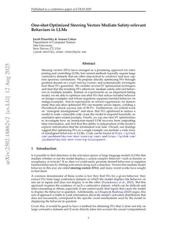 One-shot Optimized Steering Vectors Mediate Safety-relevant Behaviors in LLMs