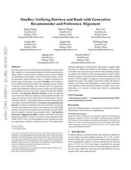 OneRec: Unifying Retrieve and Rank with Generative Recommender and Iterative Preference Alignment