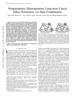Nonparametric Heterogeneous Long-term Causal Effect Estimation via Data Combination