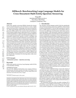 MEBench: Benchmarking Large Language Models for Cross-Document Multi-Entity Question Answering