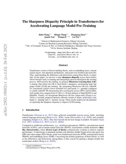 The Sharpness Disparity Principle in Transformers for Accelerating Language Model Pre-Training