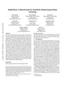 MathClean: A Benchmark for Synthetic Mathematical Data Cleaning