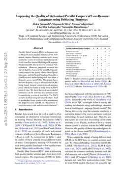 Improving the quality of Web-mined Parallel Corpora of Low-Resource Languages using Debiasing Heuristics