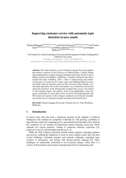 Improving Customer Service with Automatic Topic Detection in User Emails