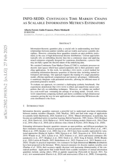 INFO-SEDD: Continuous Time Markov Chains as Scalable Information Metrics Estimators
