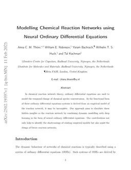 Modelling Chemical Reaction Networks using Neural Ordinary Differential Equations