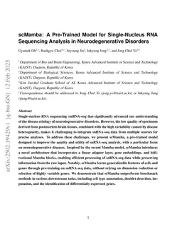 scMamba: A Pre-Trained Model for Single-Nucleus RNA Sequencing Analysis in Neurodegenerative Disorders
