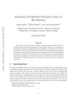 Analyzing Cost-Sensitive Surrogate Losses via $\mathcal{H}$-calibration