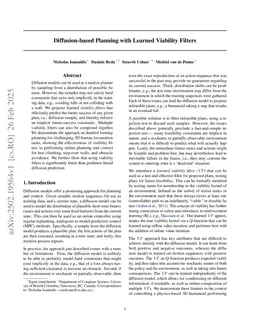 Diffusion-based Planning with Learned Viability Filters