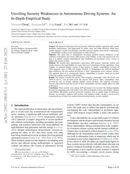 Unveiling Security Weaknesses in Autonomous Driving Systems: An In-Depth Empirical Study