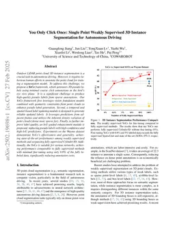 You Only Click Once: Single Point Weakly Supervised 3D Instance Segmentation for Autonomous Driving
